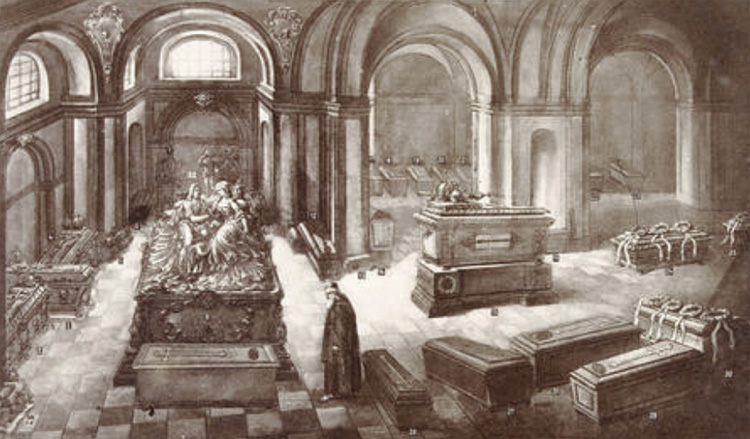 Painting of the imperial crypt underneath the Capuchin church in Vienna