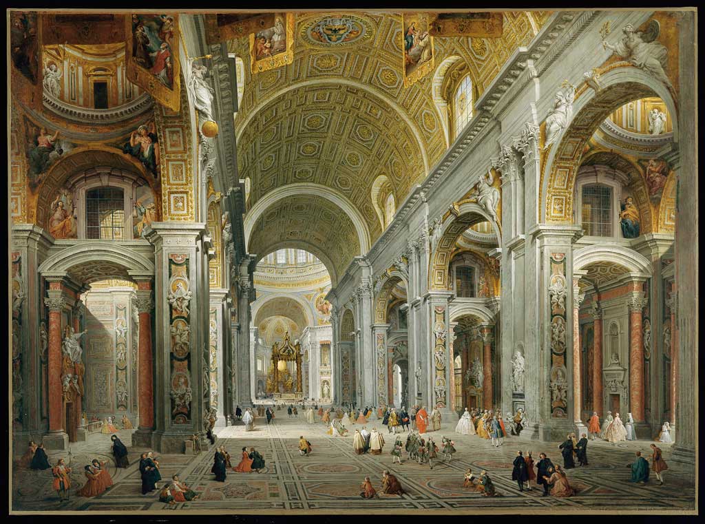 Wnętrze Bazyliki św Piotra w Rzymie